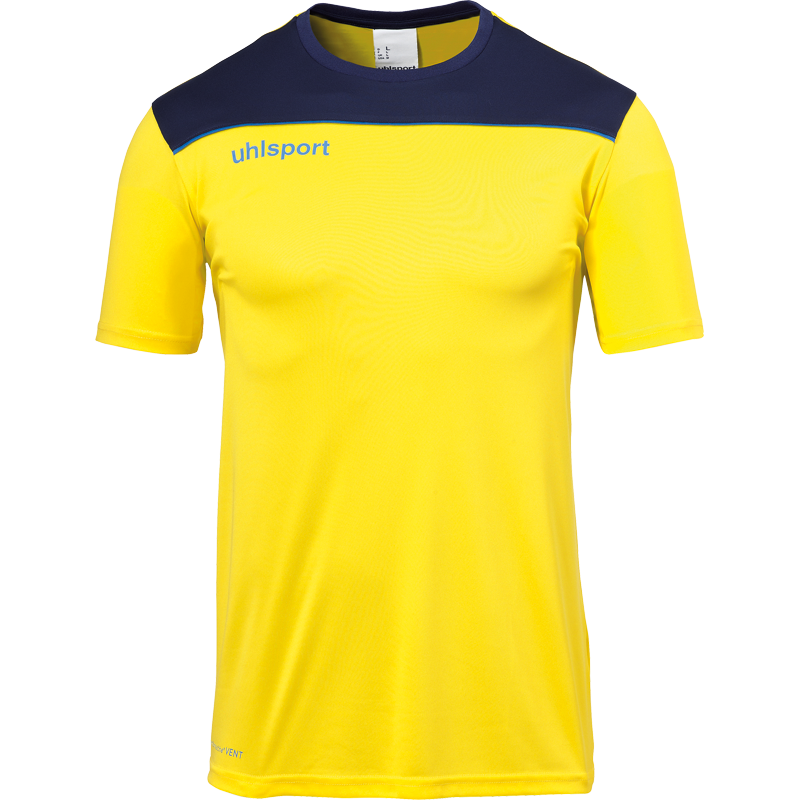 Uhlsport Offense 23 Poly Shirt žlutá/tmavě modrá/modrá UK Junior XS Dětské