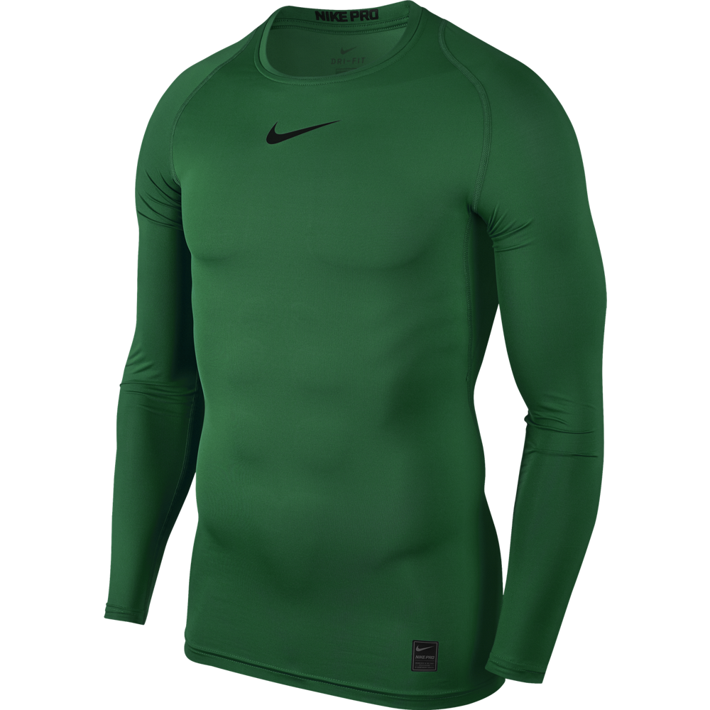 Nike Pro Compression Crew dlouhý rukáv zelená/bílá UK XXL Pánské
